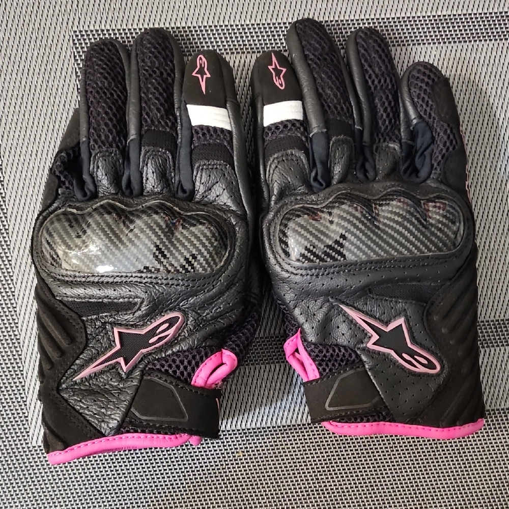 Alpinestars Black and Pink Motorcycle Gloves